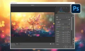 Interface de Camera Raw dans Photoshop, montrant comment ouvrir Camera Raw dans Photoshop pour éditer une image féerique.