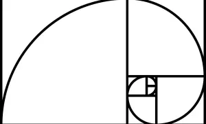 Une représentation graphique de la **spirale d'or**, construite à partir de carrés de tailles successives.