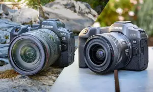 Comparaison des appareils photo Canon R8 et R6 Mark II, deux reflex numériques prêts pour l'aventure en extérieur.