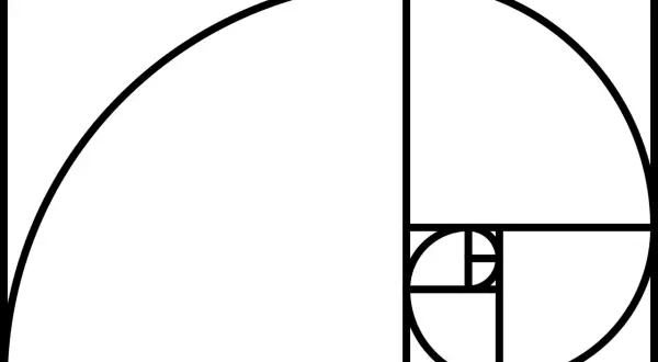 Une représentation graphique de la **spirale d'or**, construite à partir de carrés de tailles successives.