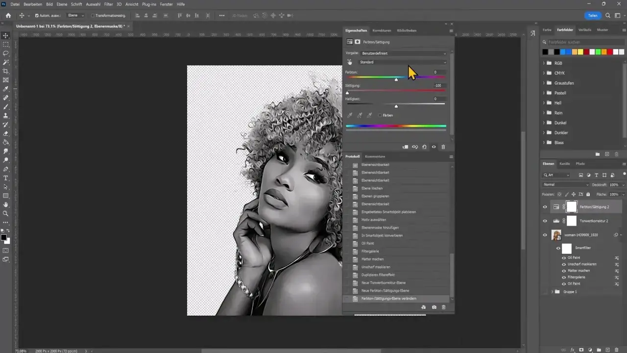 Dans Photoshop, on ajuste le réglage Farbton/Sättigung pour changer couleur d'une image.