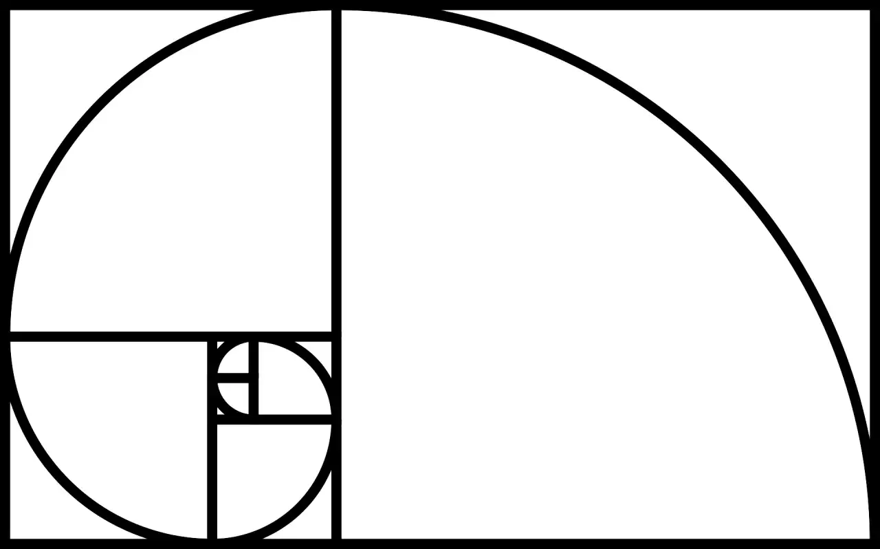 Une spirale d'or, composée de carrés imbriqués et d'arcs de cercle, symbolise la beauté mathématique et la croissance harmonieuse.