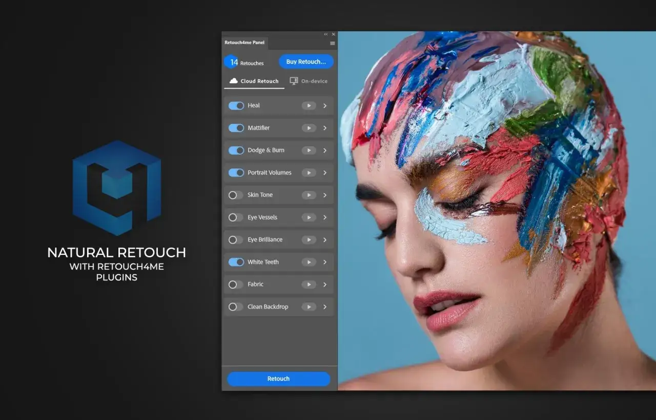 Interface de retouche photo avec options comme