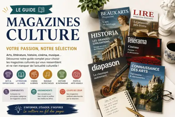 Guide des magazines culturels : Beaux Arts, Historia, Diapason, Télérama, Lire, Connaissance des Arts. Un magazine photo gratuit pour découvrir votre passion.