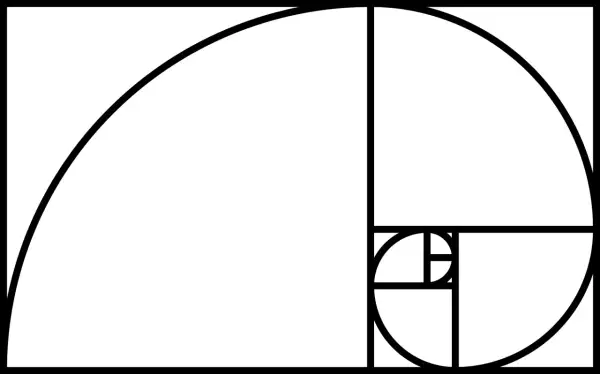 Une représentation graphique de la **spirale d'or**, construite à partir de carrés de tailles successives.