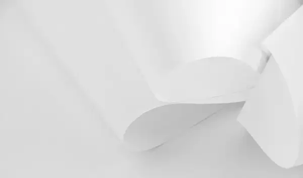 Drapés de papier blanc, évoquant un format raisin, créent des ombres douces et des courbes délicates.
